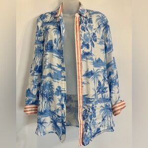 J. McLaughlin Women's 100% LINEN Top Tropical Women's Button Up - Size S